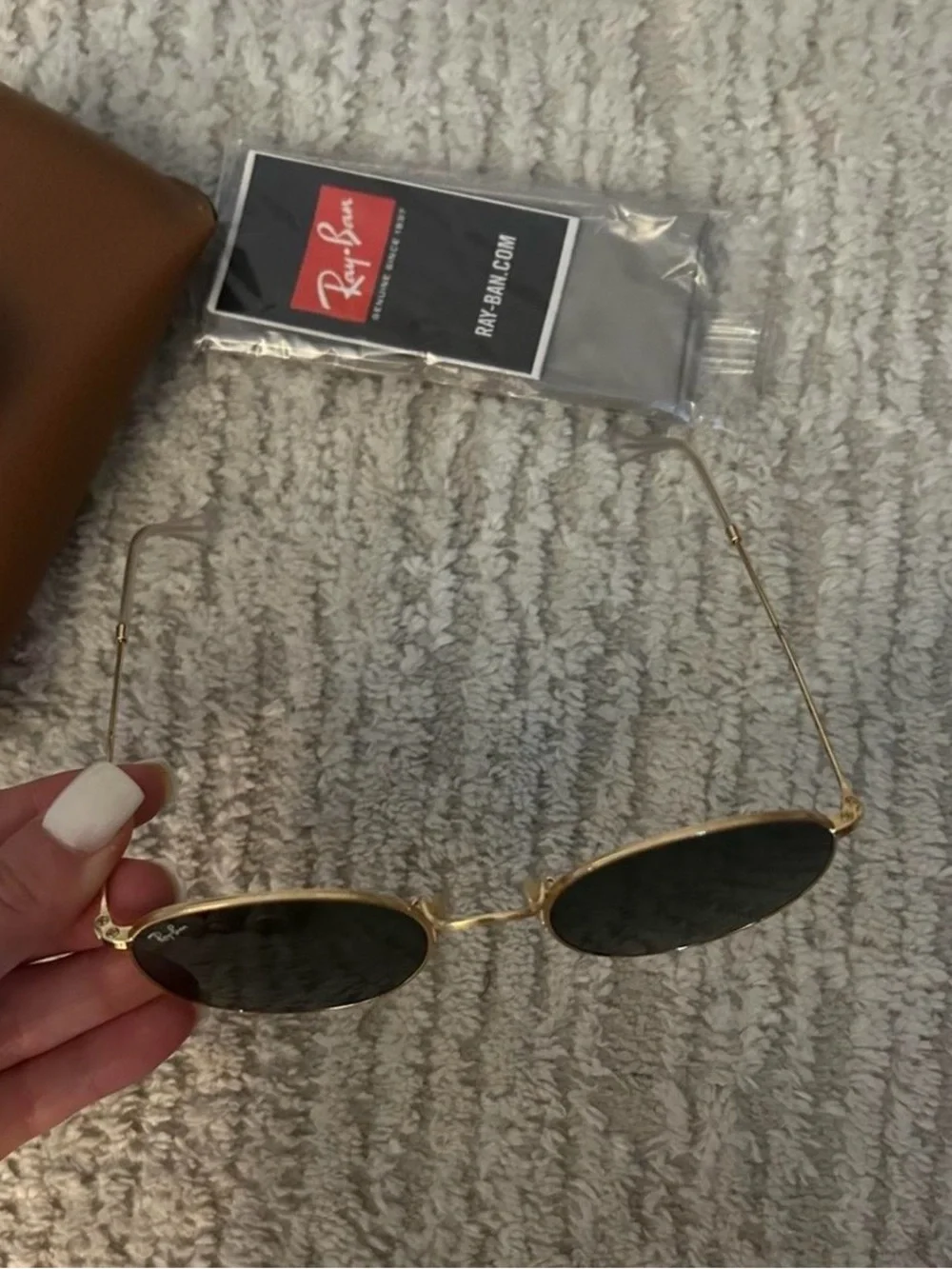 Ray-Ban Gold Frame Sunglasses with Black Lenses